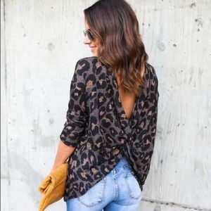 Vici Collection Twist back leopard sweater